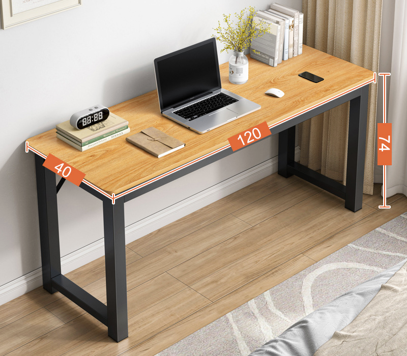 Profile Console Table Wood & Metal Narrow Desk (Oak & Black)