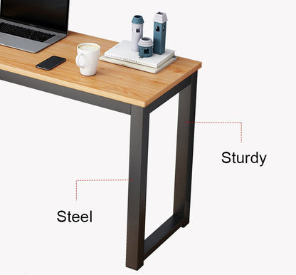 Profile Console Table Wood & Metal Narrow Desk (Oak & Black)