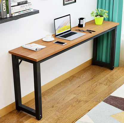 Profile Console Table Wood & Metal Narrow Desk (Oak & Black)