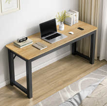 Profile Console Table Wood & Metal Narrow Desk (Oak & Black)