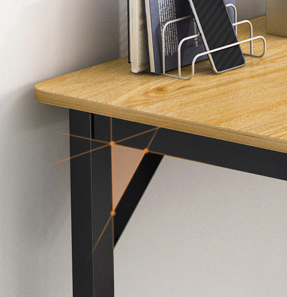 Profile Console Table Wood & Metal Narrow Desk (Oak & Black)