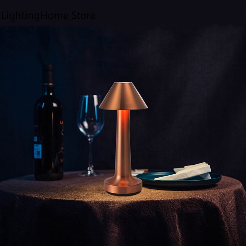 Luxe Designer LED Table Lamp Cordless Touch Sensor Night Light (Rose Gold)