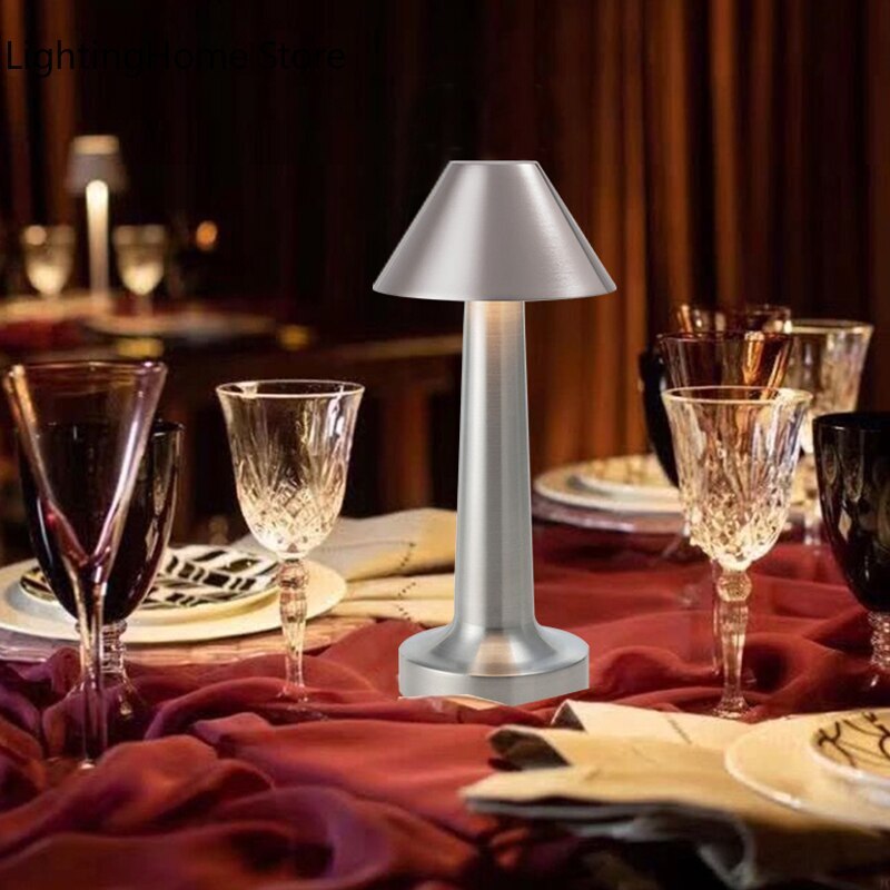 Luxe Designer LED Table Lamp Cordless Touch Sensor Night Light (Silver)