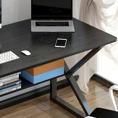 Kori Wood & Metal Computer Desk with Shelf (Black Walnut)