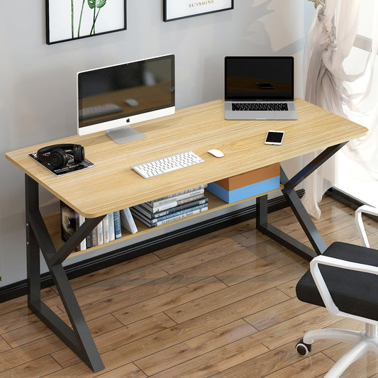 Kori Wood & Metal Computer Desk with Shelf (Oak)