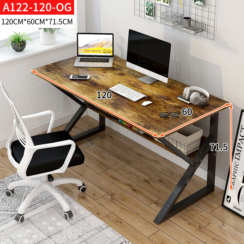 Kori Large Wood & Metal Computer Desk with Shelf (Rustic Wood)