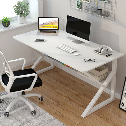 Kori Large Wood & Metal Computer Desk with Shelf (White)