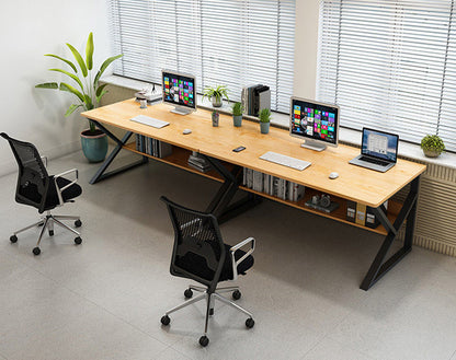 Kori Large Wood & Metal Computer Desk with Shelf (White)