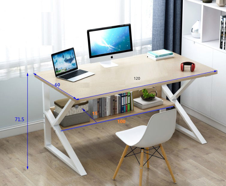 Kori Large Wood & Metal Computer Desk with Shelf (White Oak)