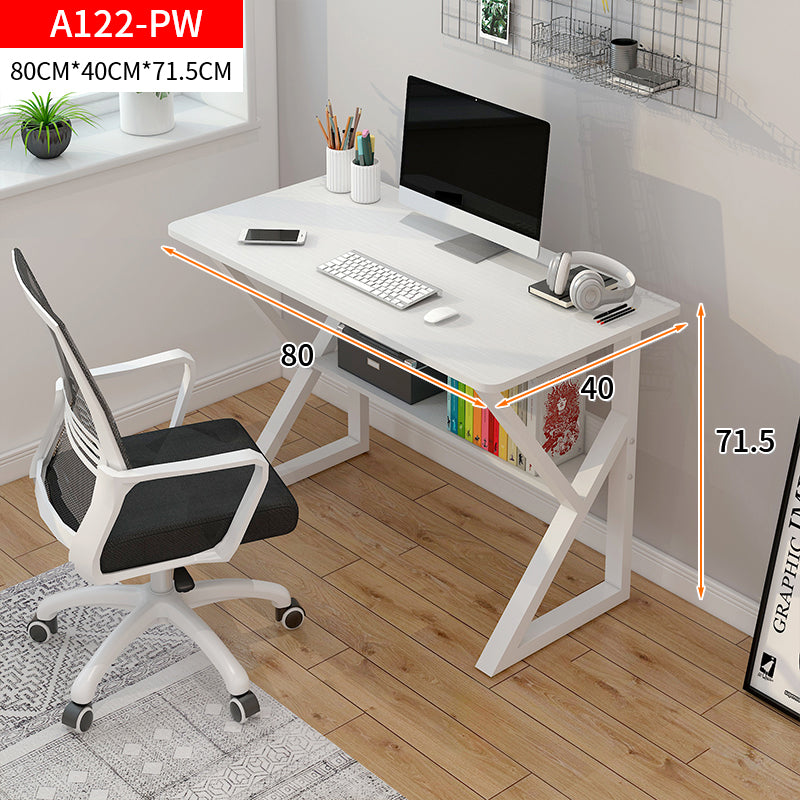 Kori Wood & Metal Computer Desk with Shelf (White) - 80cm