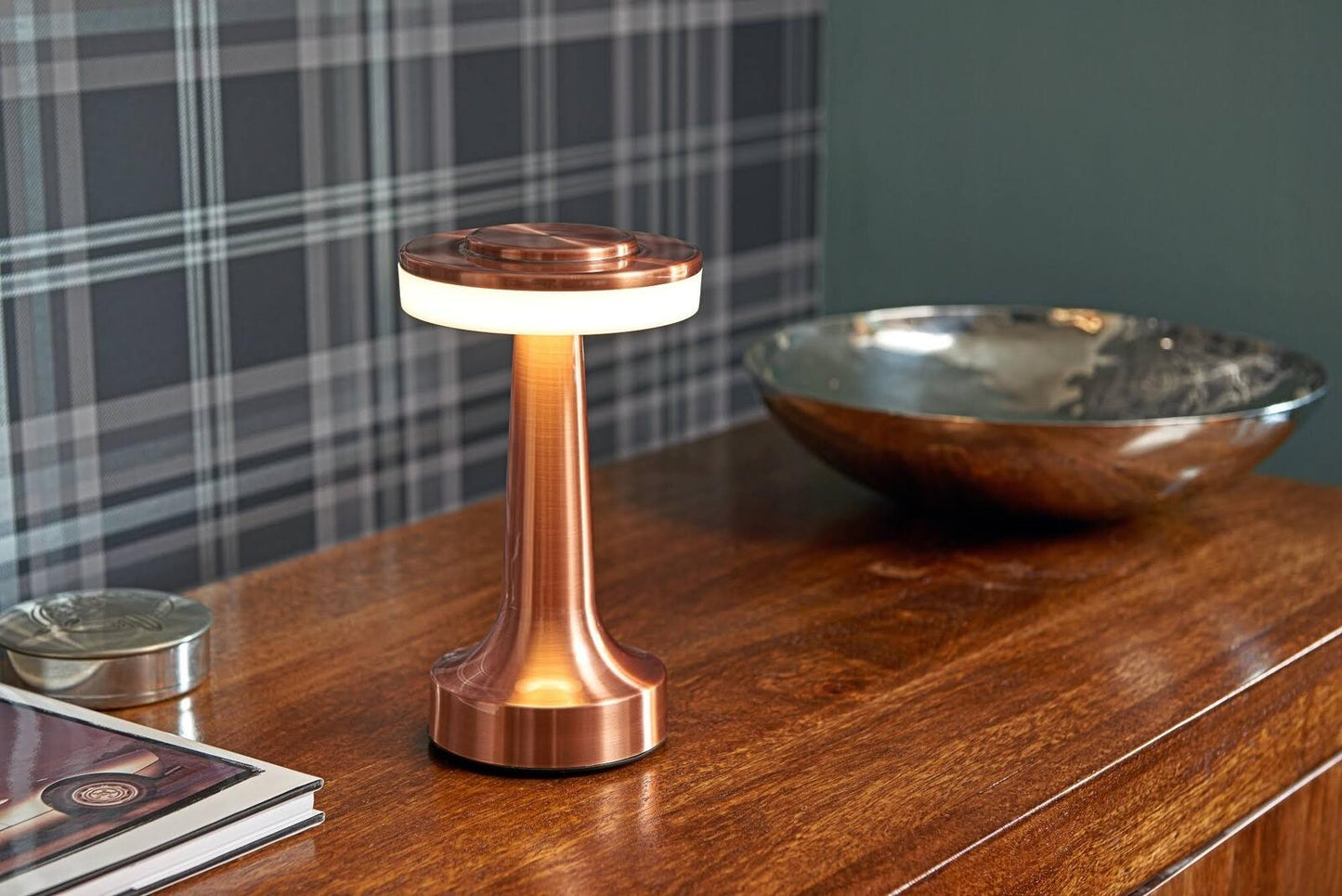 Luxe LED Table Lamp Portable Cordless Touch Sensor Night Light (Rose Gold)