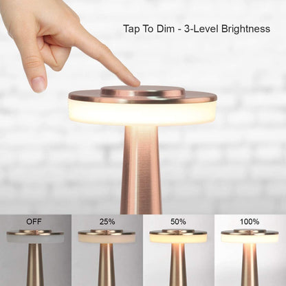 Luxe LED Table Lamp Portable Cordless Touch Sensor Night Light (Rose Gold)