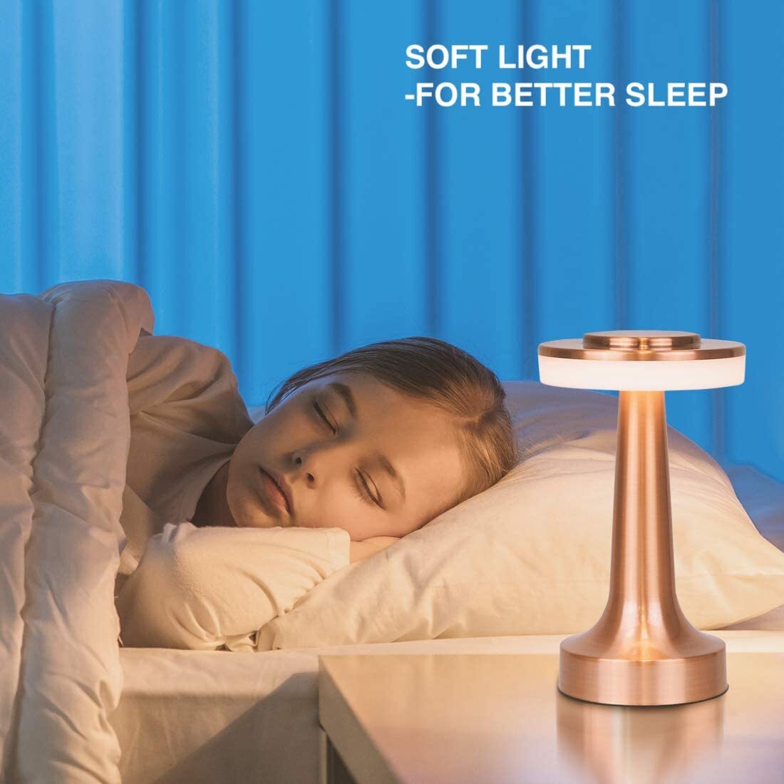 Luxe LED Table Lamp Portable Cordless Touch Sensor Night Light (Rose Gold)