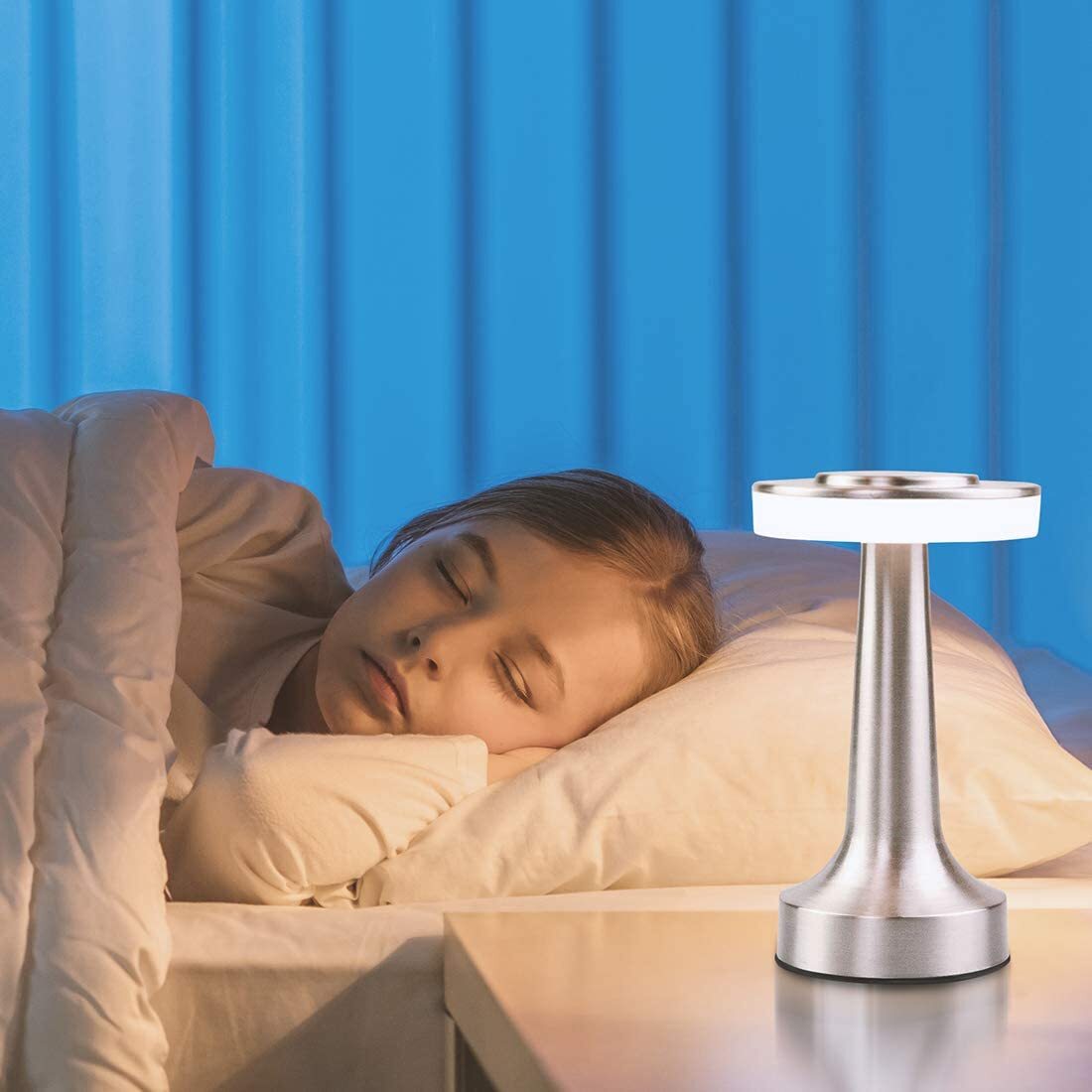 Luxe LED Table Lamp Portable Cordless Touch Sensor Night Light (Silver)