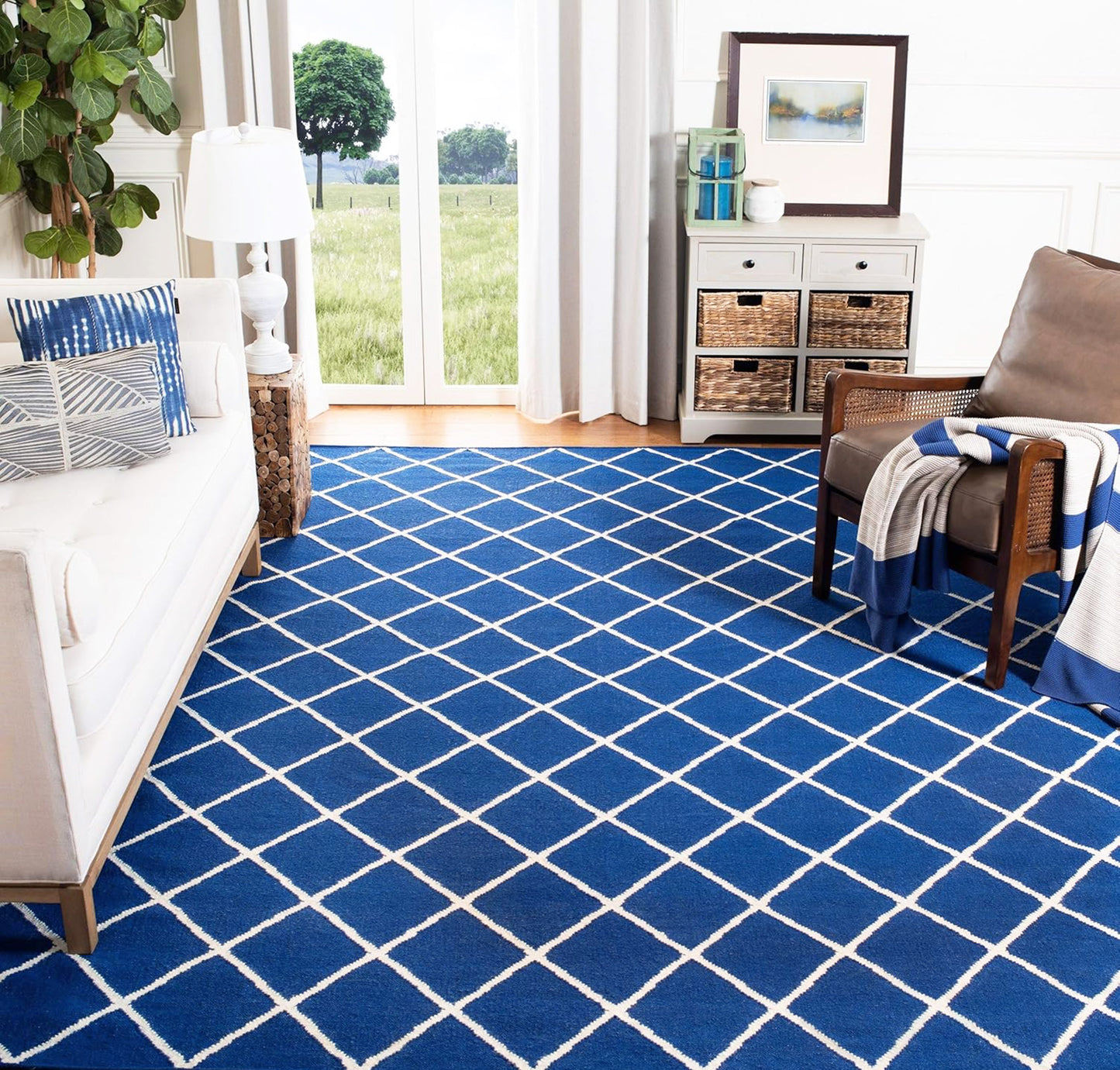 Large Blue Diamond Rug Carpet Mat (230 x 160)