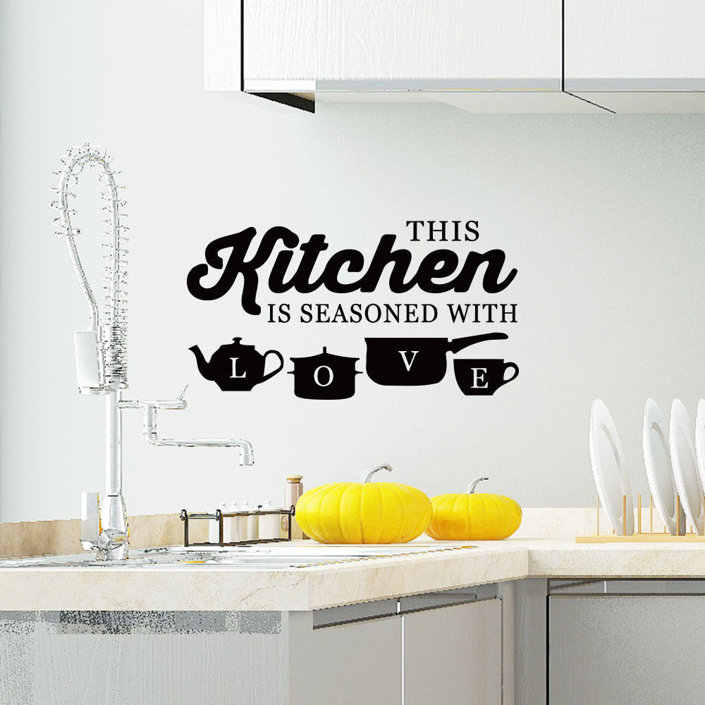 "This Kitchen is Seasoned with Love" Wall Stickers Kitchen Vinyl Decal DIY Decor Mural Art