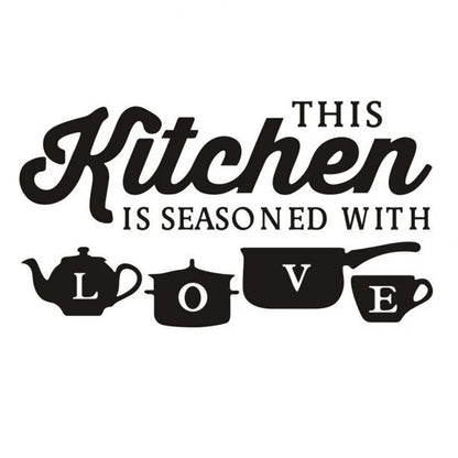 "This Kitchen is Seasoned with Love" Wall Stickers Kitchen Vinyl Decal DIY Decor Mural Art