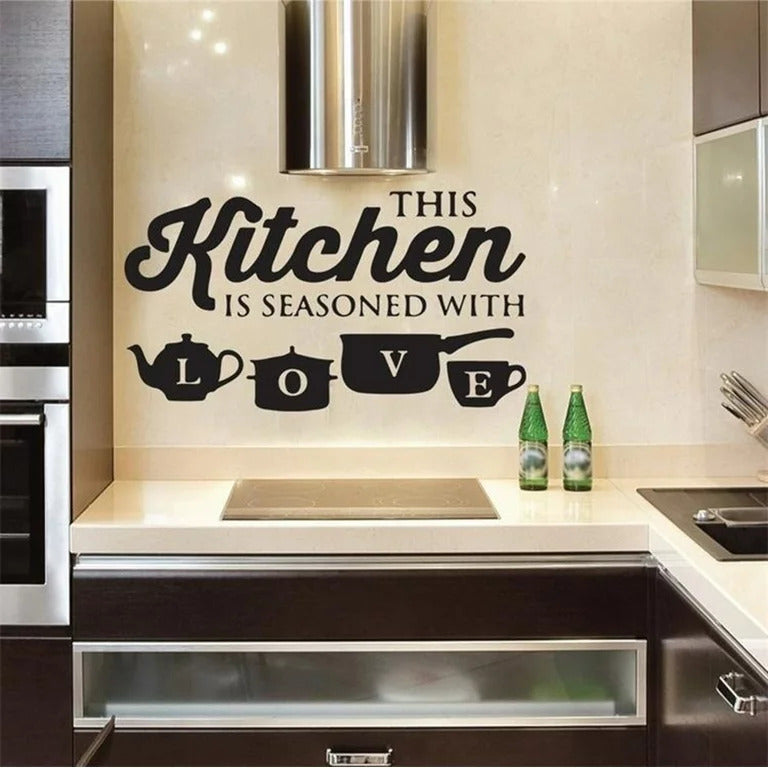 "This Kitchen is Seasoned with Love" Wall Stickers Kitchen Vinyl Decal DIY Decor Mural Art