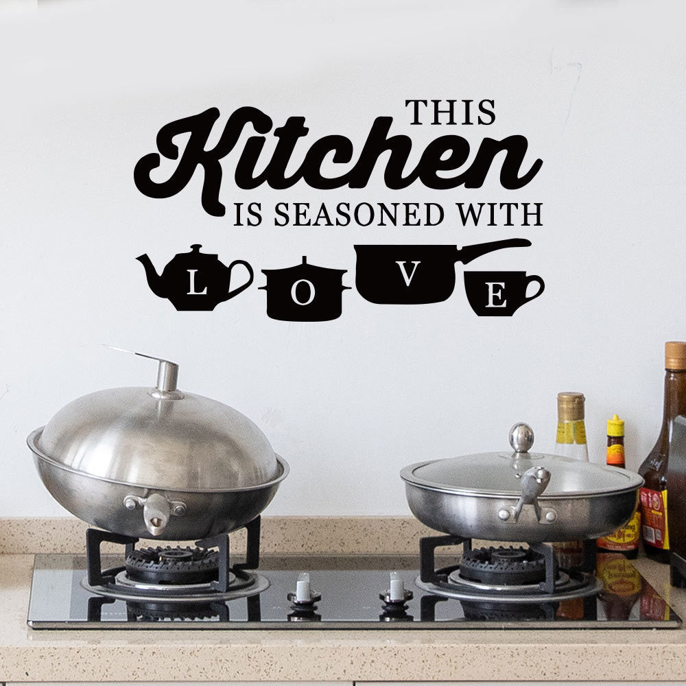 "This Kitchen is Seasoned with Love" Wall Stickers Kitchen Vinyl Decal DIY Decor Mural Art