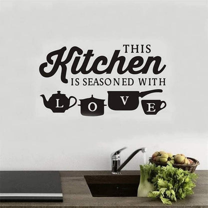 "This Kitchen is Seasoned with Love" Wall Stickers Kitchen Vinyl Decal DIY Decor Mural Art