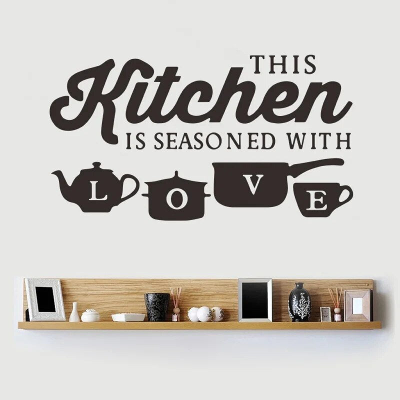 "This Kitchen is Seasoned with Love" Wall Stickers Kitchen Vinyl Decal DIY Decor Mural Art