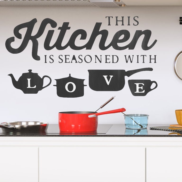 "This Kitchen is Seasoned with Love" Wall Stickers Kitchen Vinyl Decal DIY Decor Mural Art