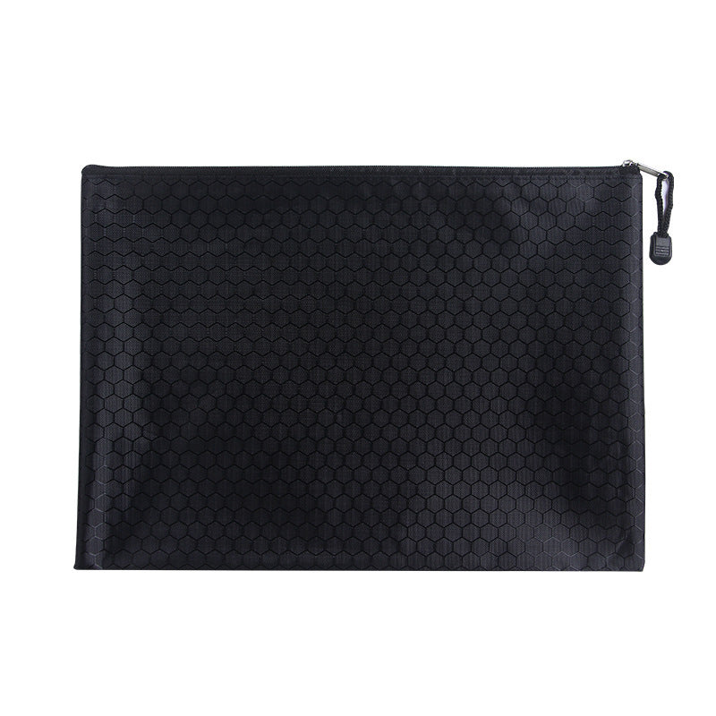 A4 File Bag Pencil Case Document Pocket Stationery Holder Organizer Waterproof Pouch (Black)