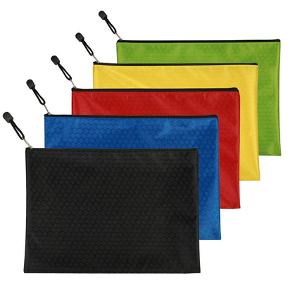 A4 File Bag Pencil Case Document Pocket Stationery Holder Organizer Waterproof Pouch (Black)