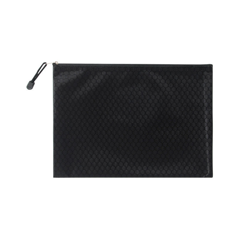 A4 File Bag Pencil Case Document Pocket Stationery Holder Organizer Waterproof Pouch (Black)