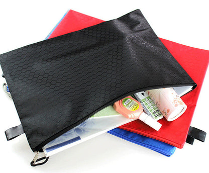 A4 File Bag Pencil Case Document Pocket Stationery Holder Organizer Waterproof Pouch (Black)