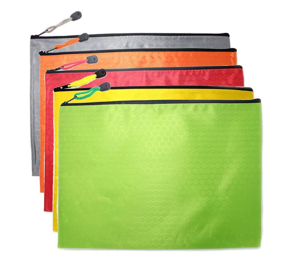 A4 File Bag Pencil Case Document Pocket Stationery Holder Organizer Waterproof Pouch (Green)