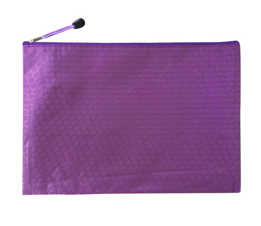 A4 File Bag Pencil Case Document Pocket Stationery Holder Organizer Waterproof Pouch (Purple)