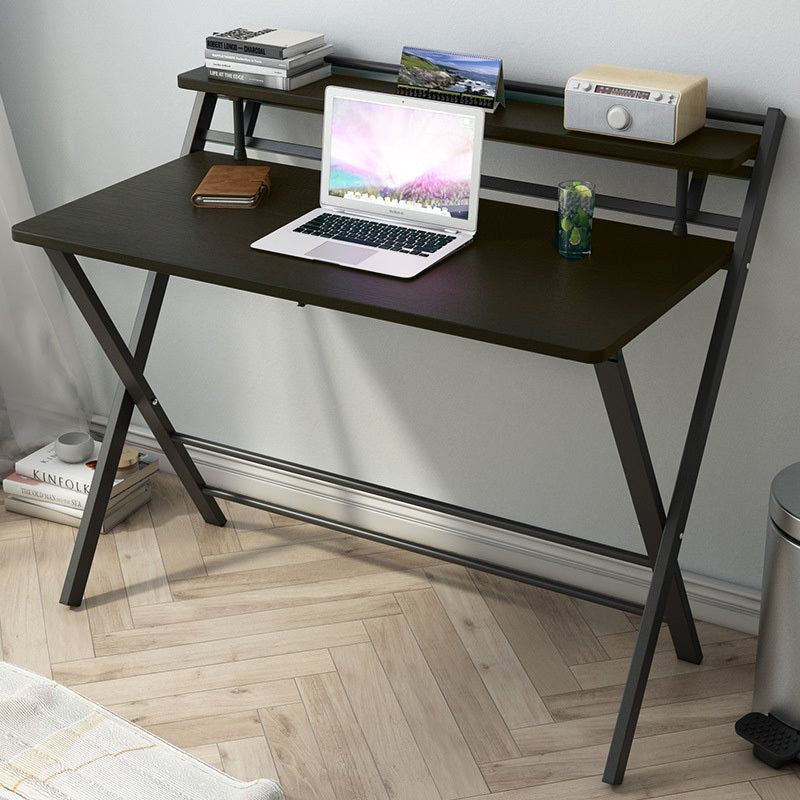 100cm Express Folding Desk with Shelf (Black Walnut)