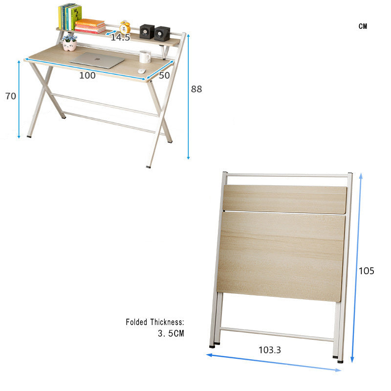 100cm Express Folding Desk with Shelf (Oak)