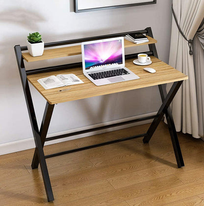 100cm Express Folding Desk with Shelf (Oak)