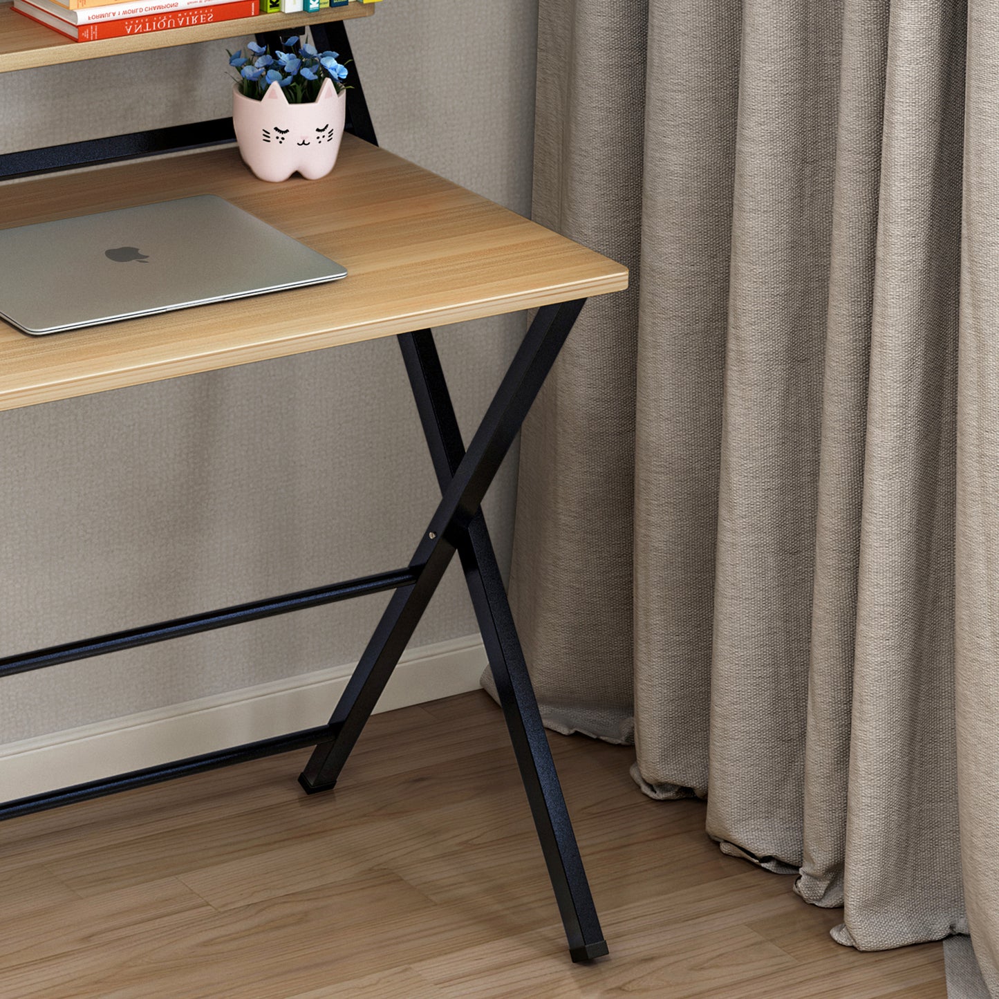 Express Folding Desk with Shelf (Oak)