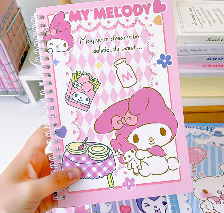 Cute Anime My Melody A5 Spiral Notebook Kawaii Sanrio Stationery Diary Journal