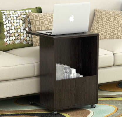 Hermes Sofa Side Table with Magazine Holder (Black Walnut))