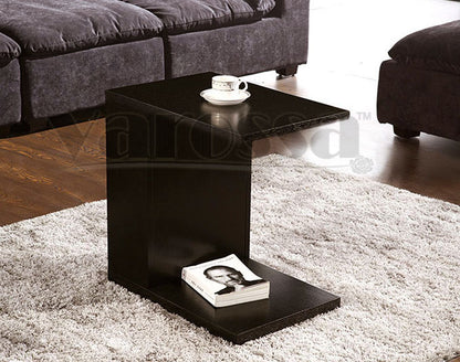 Hermes Sofa Side Table with Magazine Holder (Black Walnut))