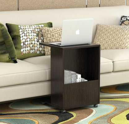 Hermes Sofa Side Table with Magazine Holder (Black Walnut))