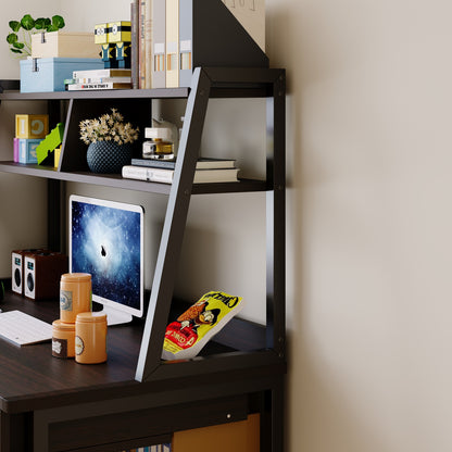 Enterprise Large Computer Desk Workstation with Shelves & Drawers (Black)