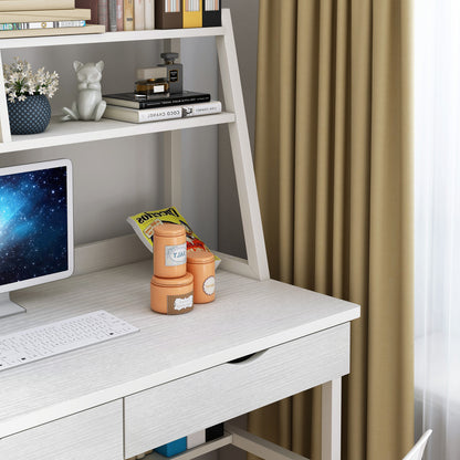 Enterprise Large Computer Desk Workstation with Shelves & Drawers (White)