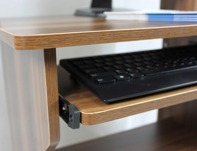 Prime Multi-function Computer Desk Workstation with Shelves & Cabinet (Oak)