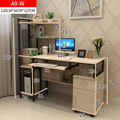 Prime Multi-function Computer Desk Workstation with Shelves & Cabinet (White Oak)