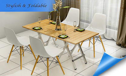 Grace Steel and Wood Folding Utility Table Square 80cm  (Oak)