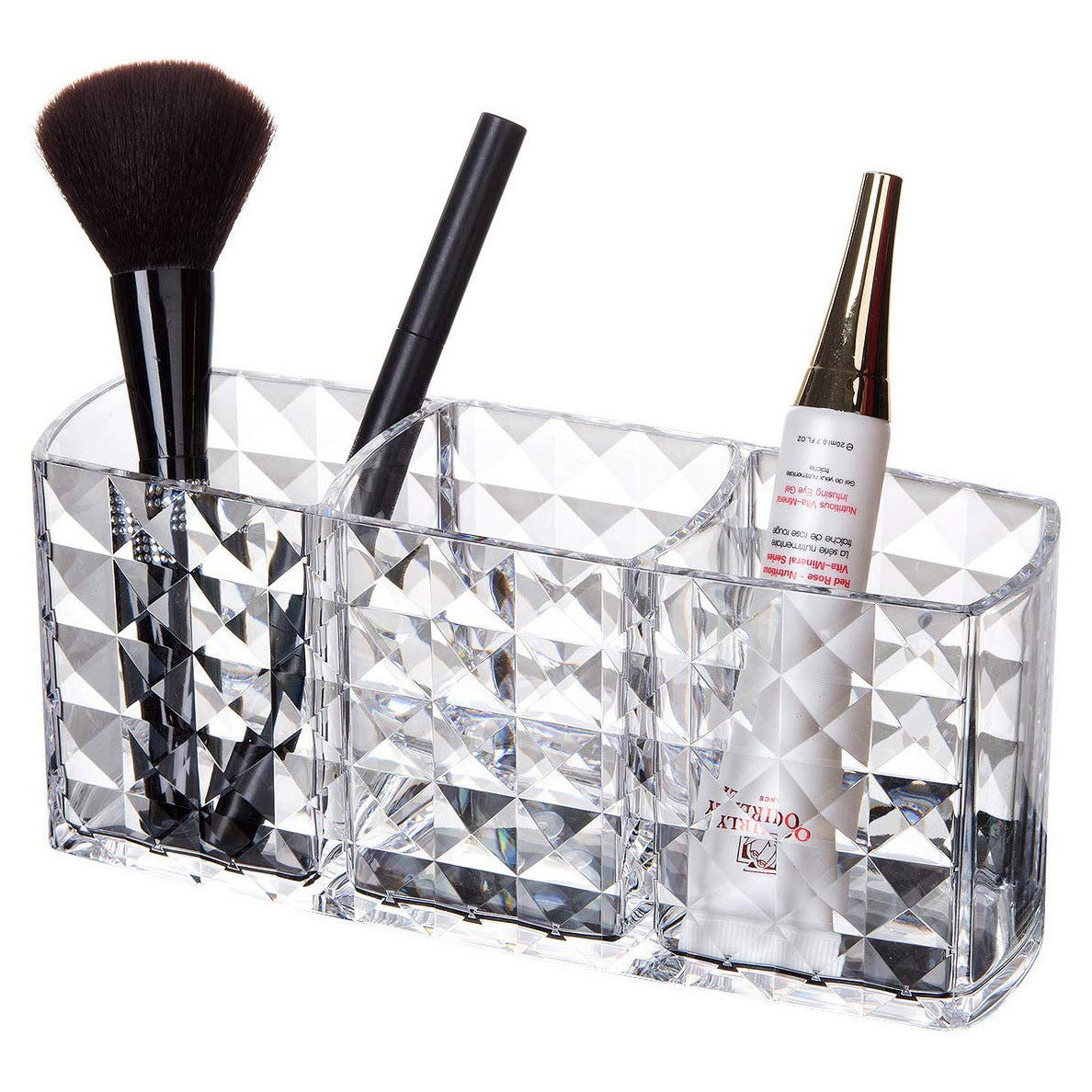 Crystal Makeup Brush Holder Acrylic Cosmetic Desktop Organizer