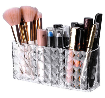 Crystal Makeup Brush Holder Acrylic Cosmetic Desktop Organizer