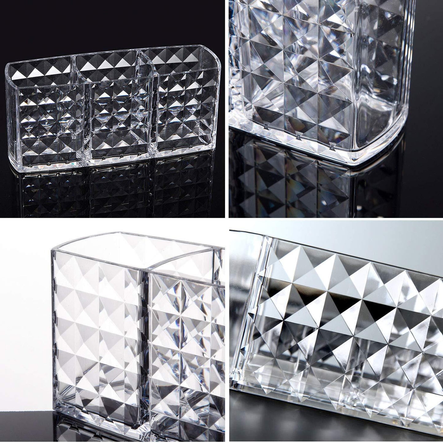 Crystal Makeup Brush Holder Acrylic Cosmetic Desktop Organizer