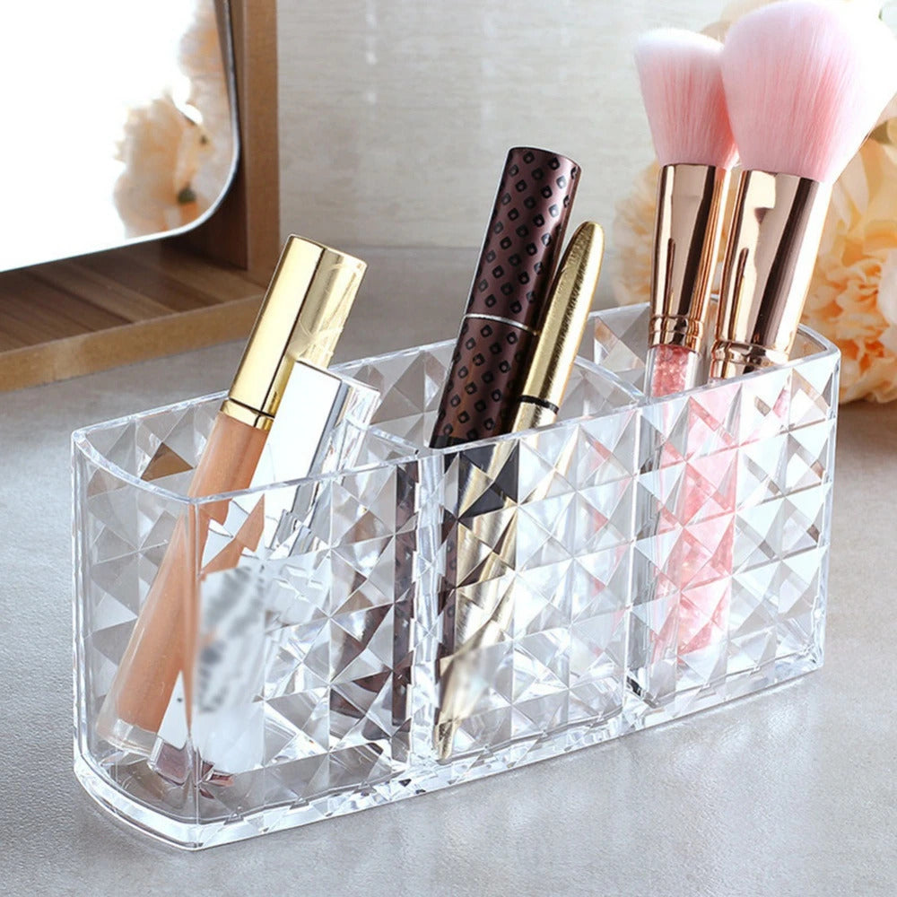 Crystal Makeup Brush Holder Acrylic Cosmetic Desktop Organizer