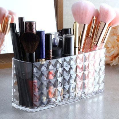 Crystal Makeup Brush Holder Acrylic Cosmetic Desktop Organizer